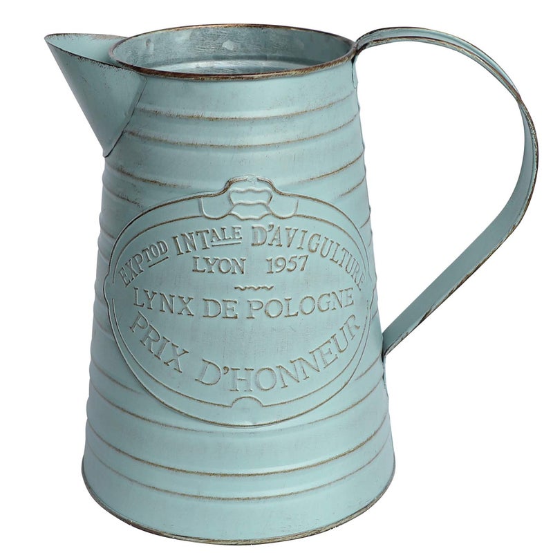 APSOONSELL Shabby Chic Metal Jug Vase Pitcher Flower Holder for Home Decoration - Image 1